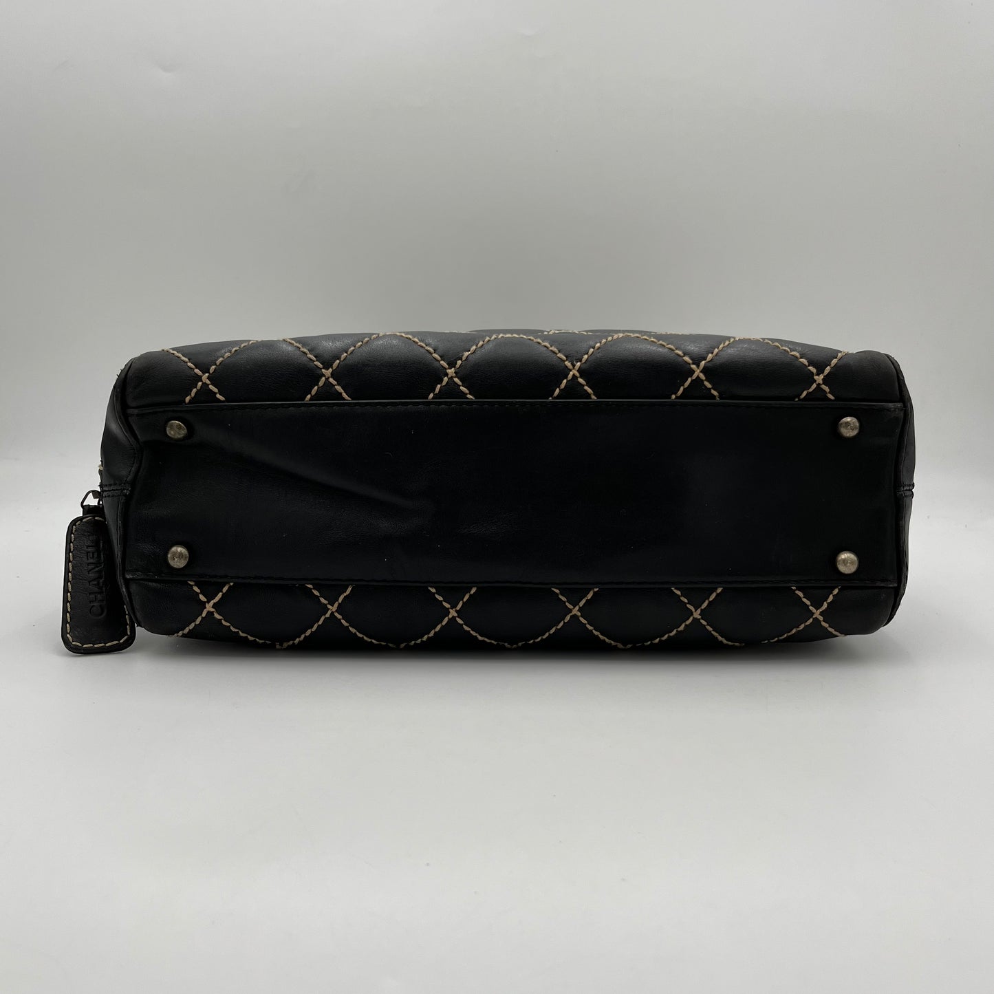 Chanel Black Leather Wildstitch Handbag