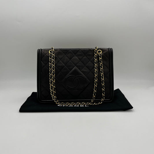 Chanel Black Matelasse Lambskin Timeless Full Flap