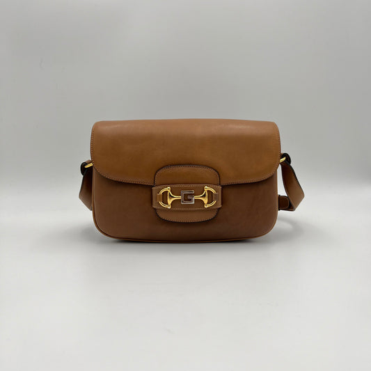 Gucci Vintage Brown Leather G Horsebit 1955 Bag