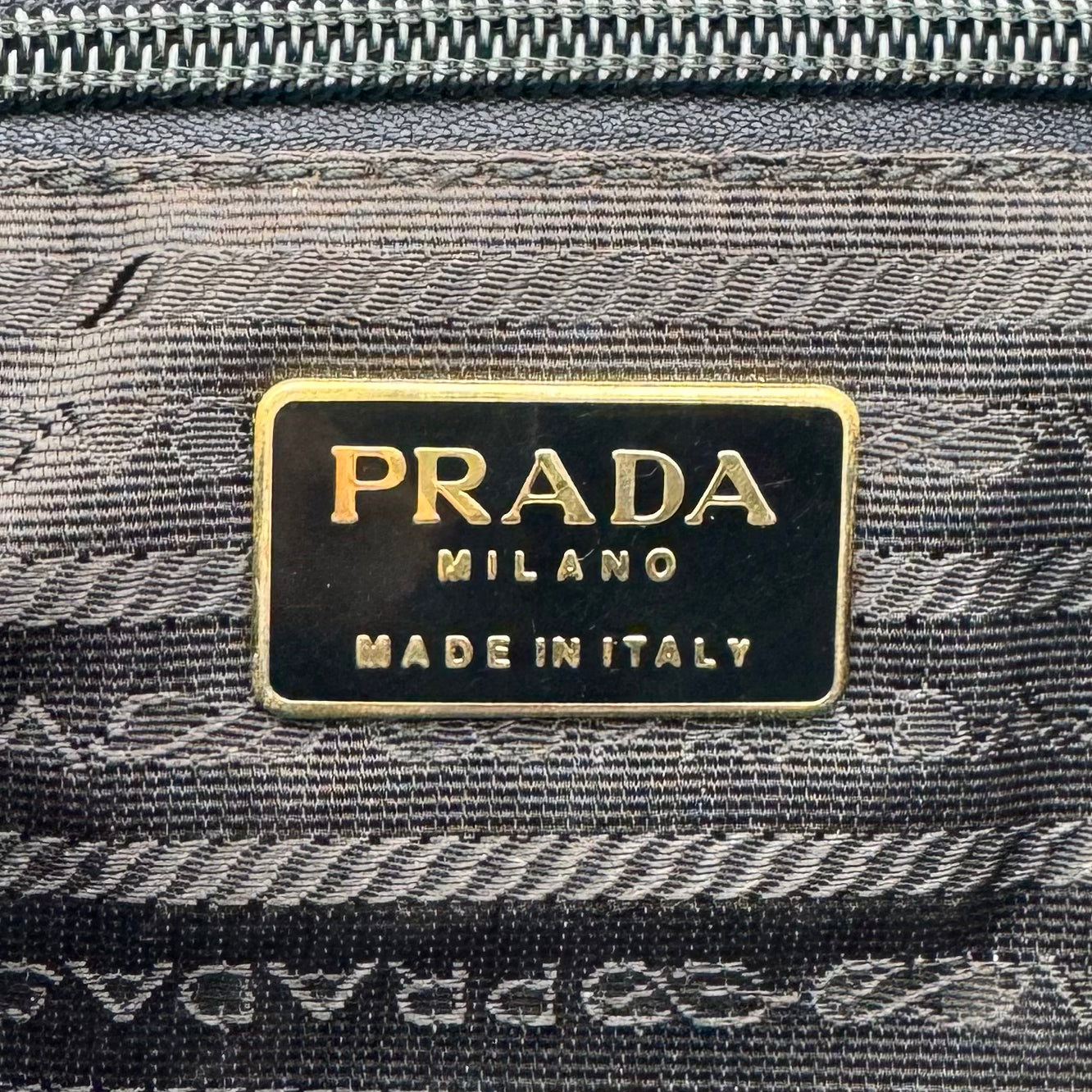 Prada Black Nylon Flap Gold Handle Handbag
