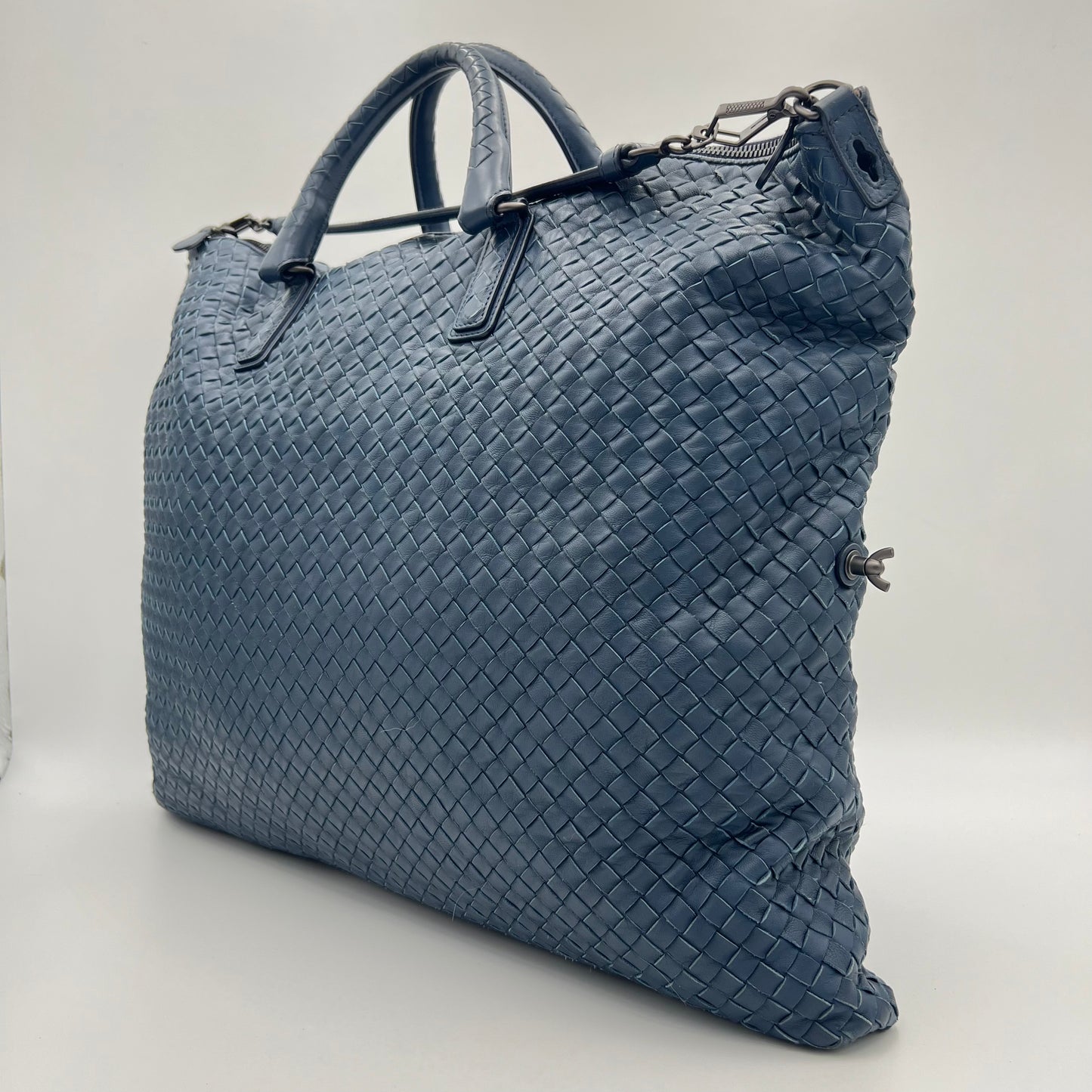 Bottega Veneta Navy Blue Intrecciato Convertible Large Tote Bag