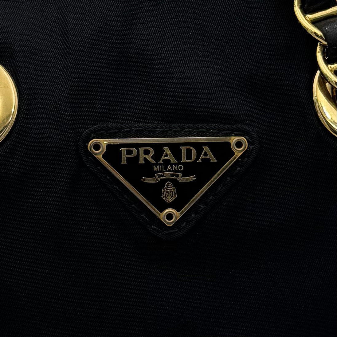 Prada Black Nylon Chain Mini Boston