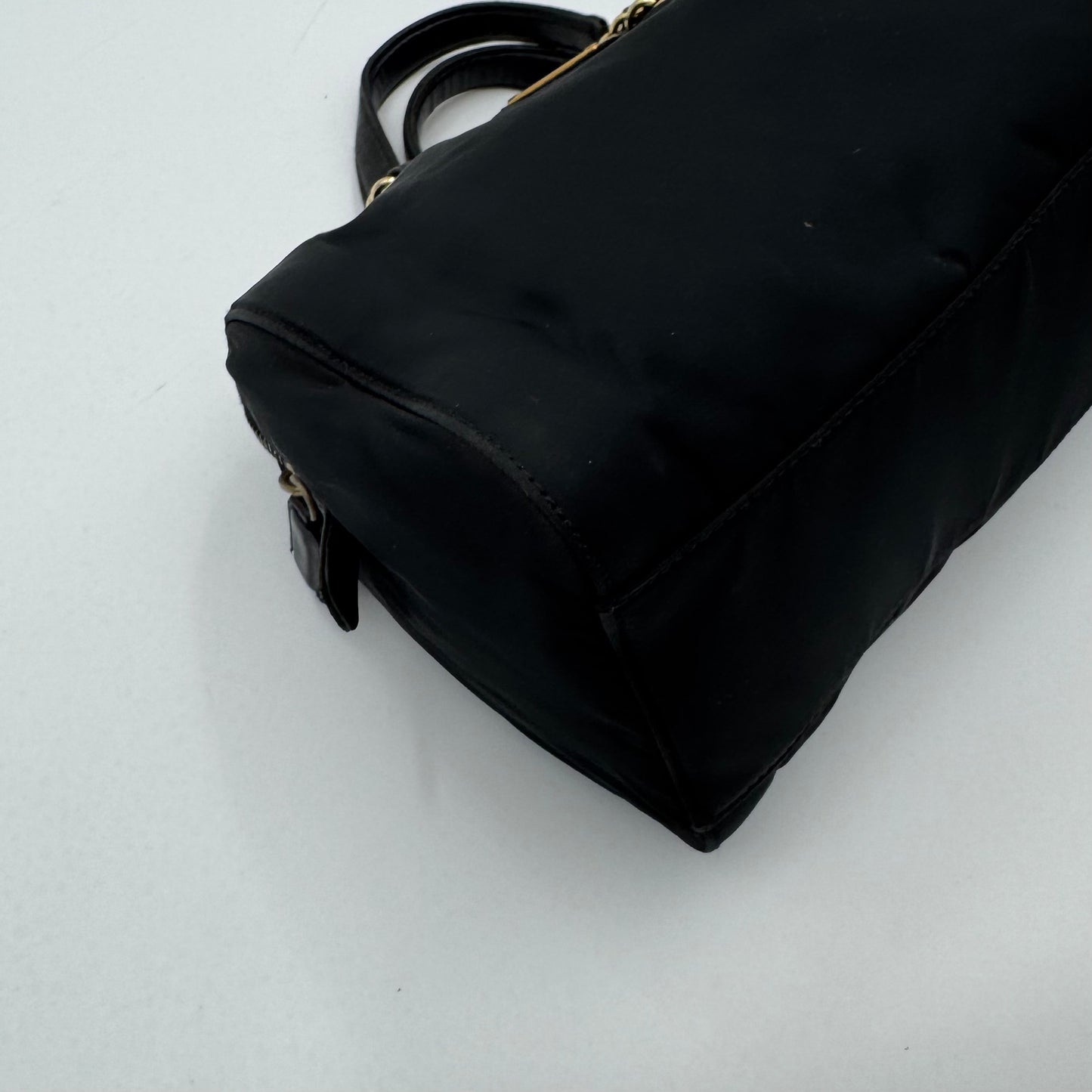 Prada Black Nylon Chain Mini Boston