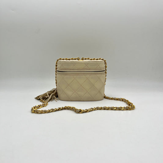 Chanel Beige Lambskin Mini Vanity