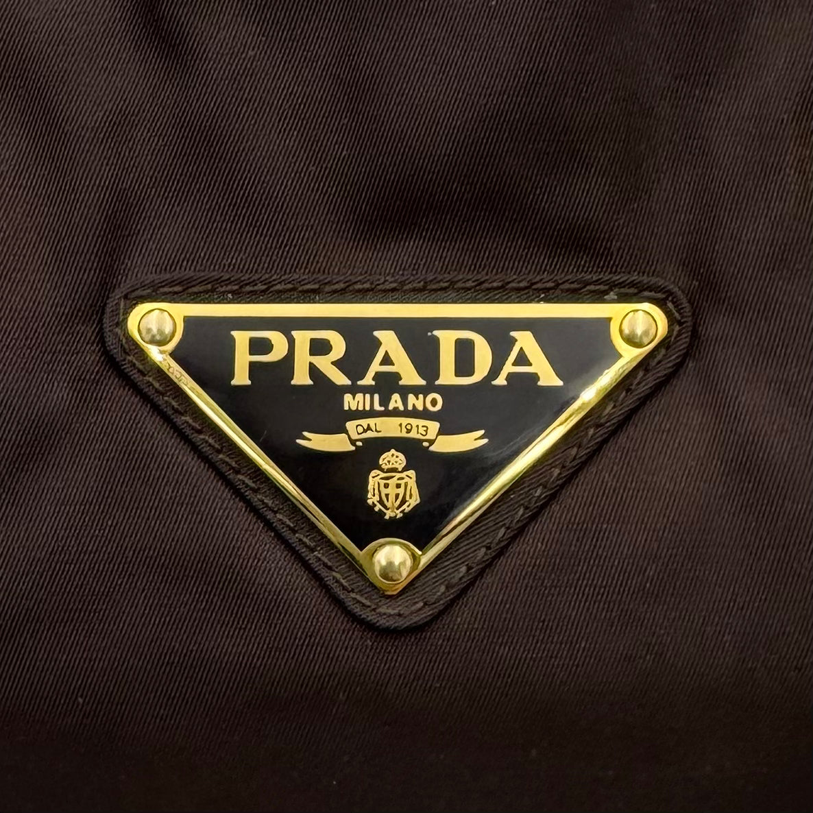 Prada Dark Brown Nylon and Leather Chain Mini Boston GHW