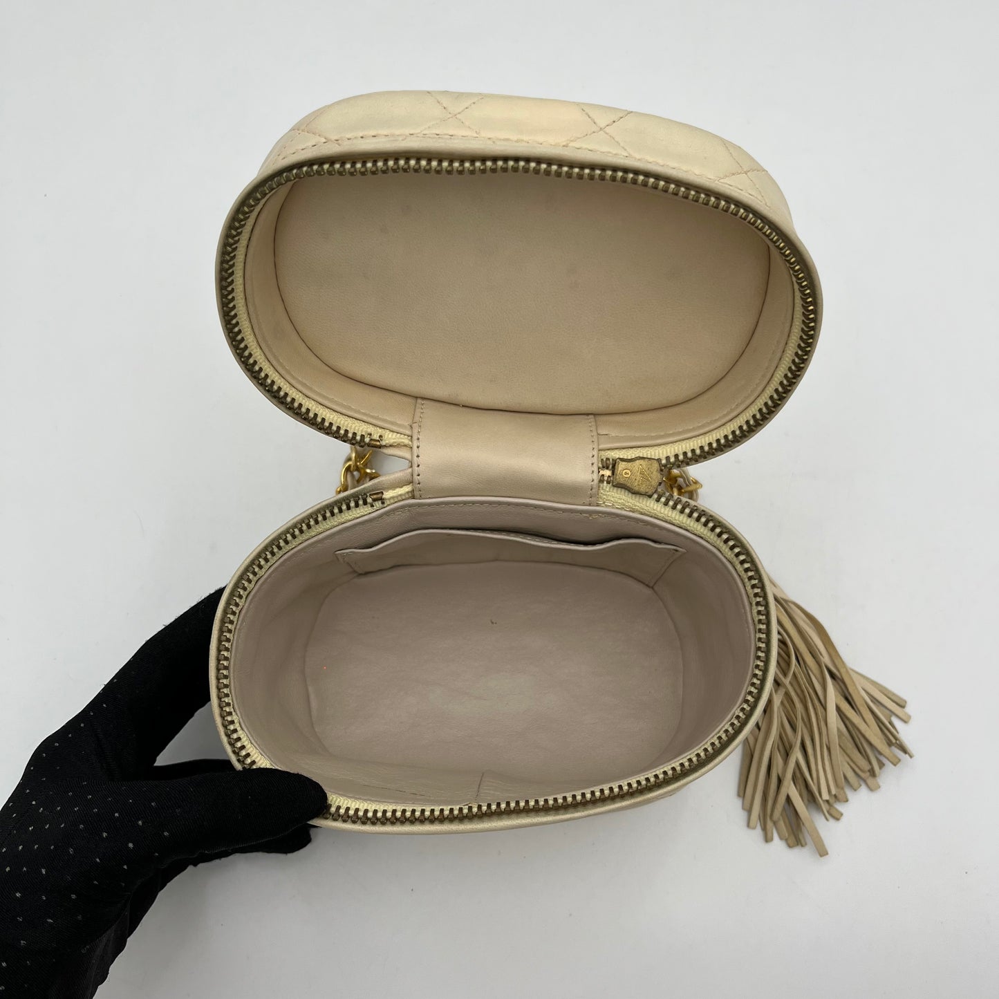 Chanel Beige Lambskin Mini Vanity