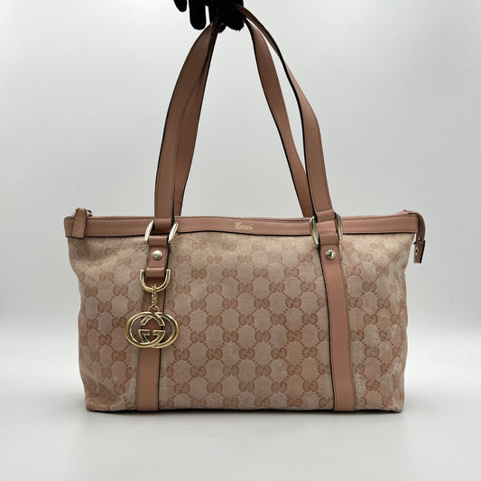 Gucci Pink Monogram Coated Canvas Tote
