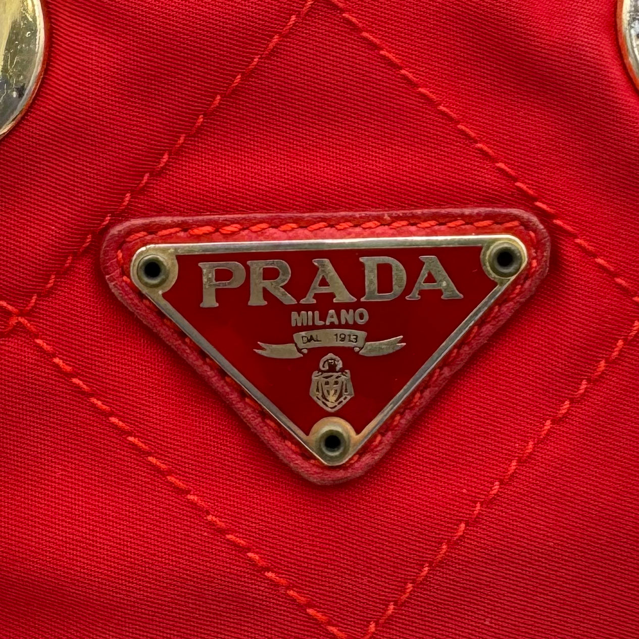 Prada Red Quilted Nylon Small Chain Bag GHW