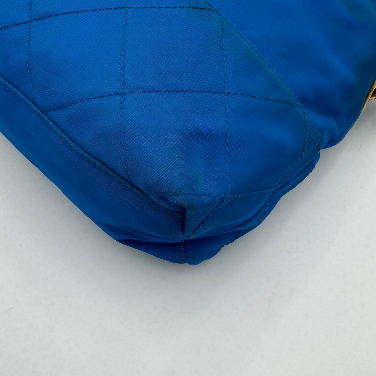 Prada Azure Blue Quilted Nylon Chain Crossbody GHW