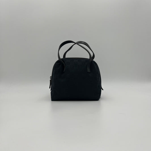 Gucci Black Monogram Canvas and Leather Tofu Handbag