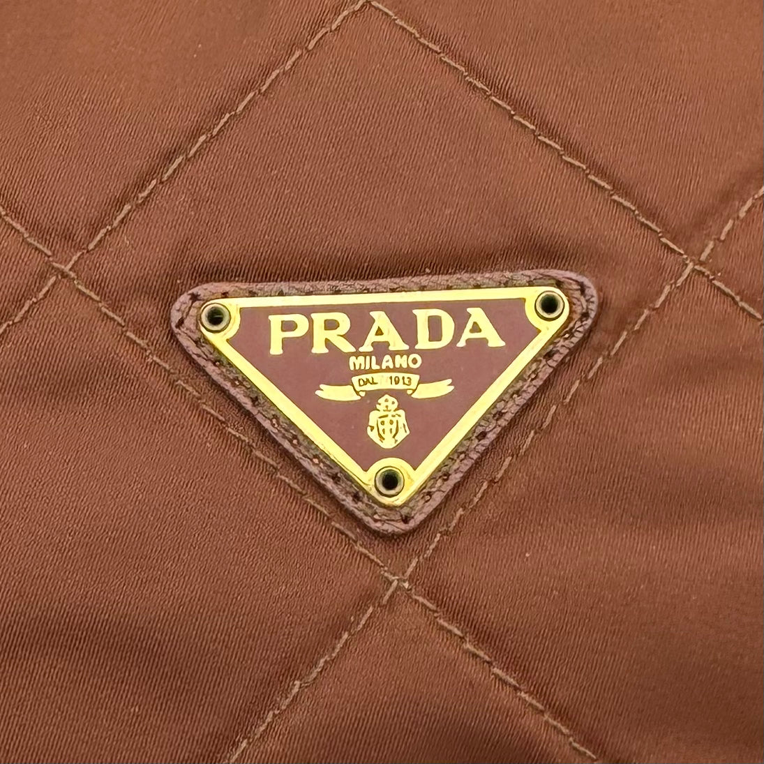 Prada Brown Quilted Nylon Chain Crossbody GHW