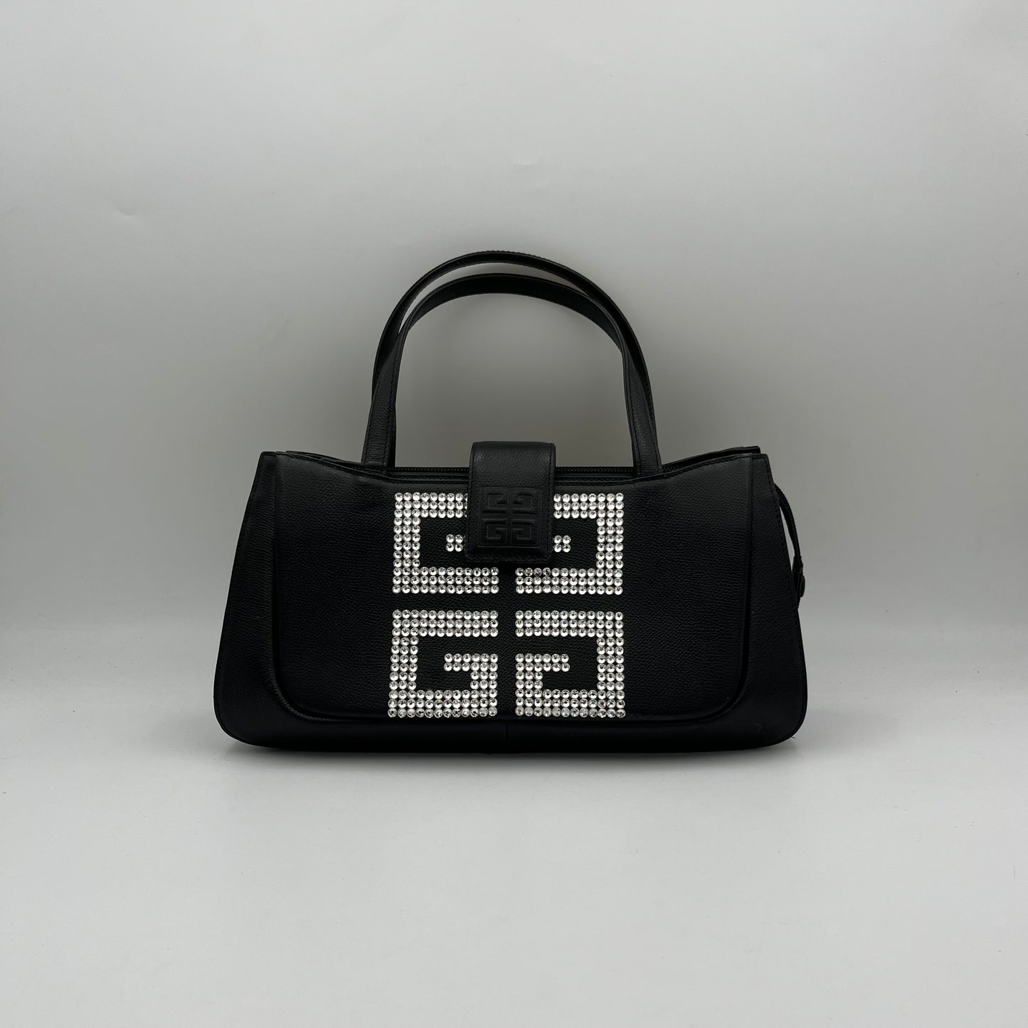 Givenchy Maroquinerie Black Leather Bedazzled Monogram Handbag