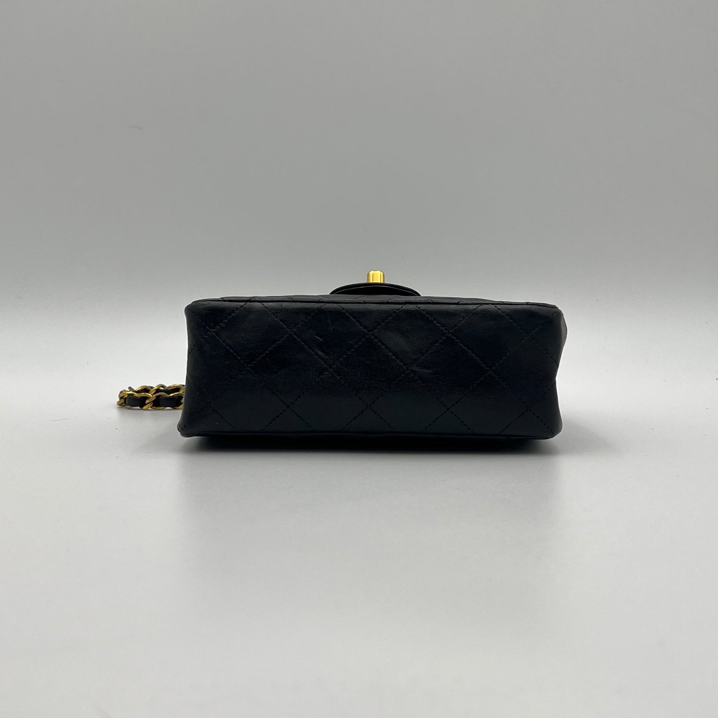 Chanel 1990s Black Lambskin Mini Square Flap Shoulder Bag 17