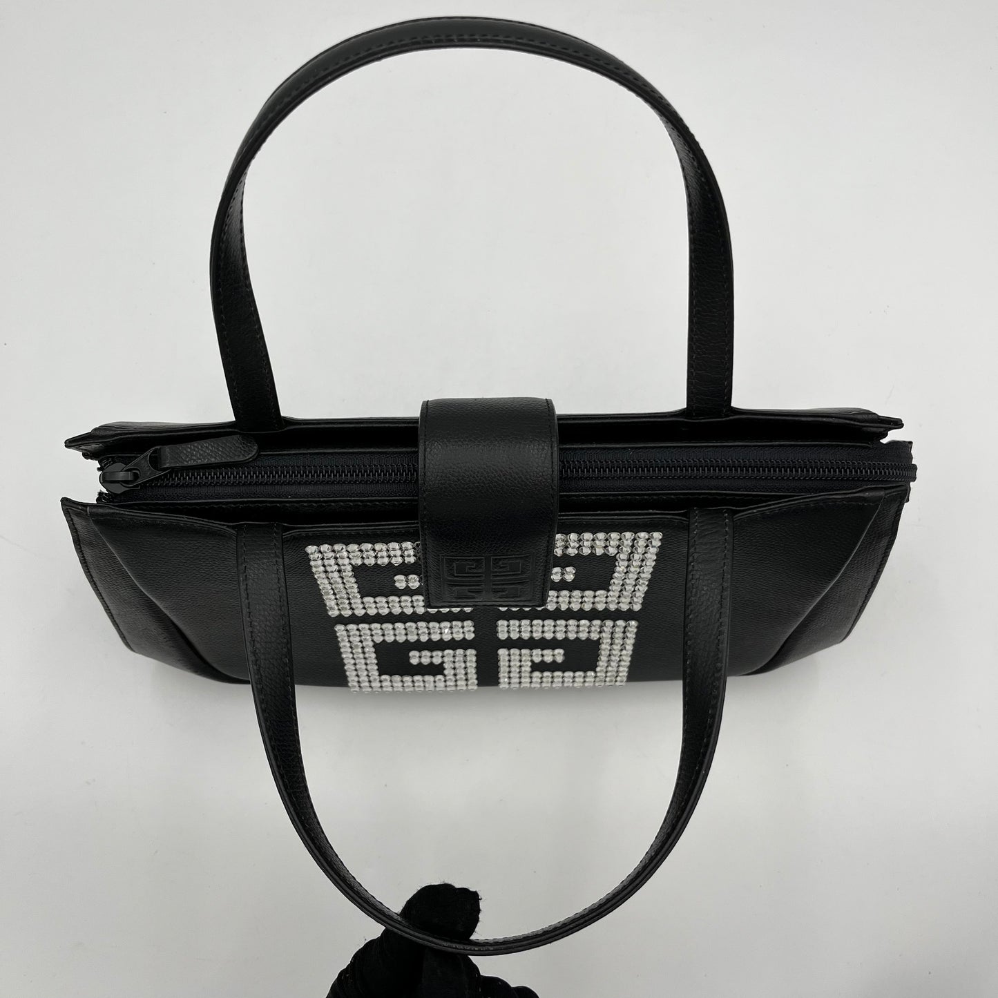 Givenchy Maroquinerie Black Leather Bedazzled Monogram Handbag