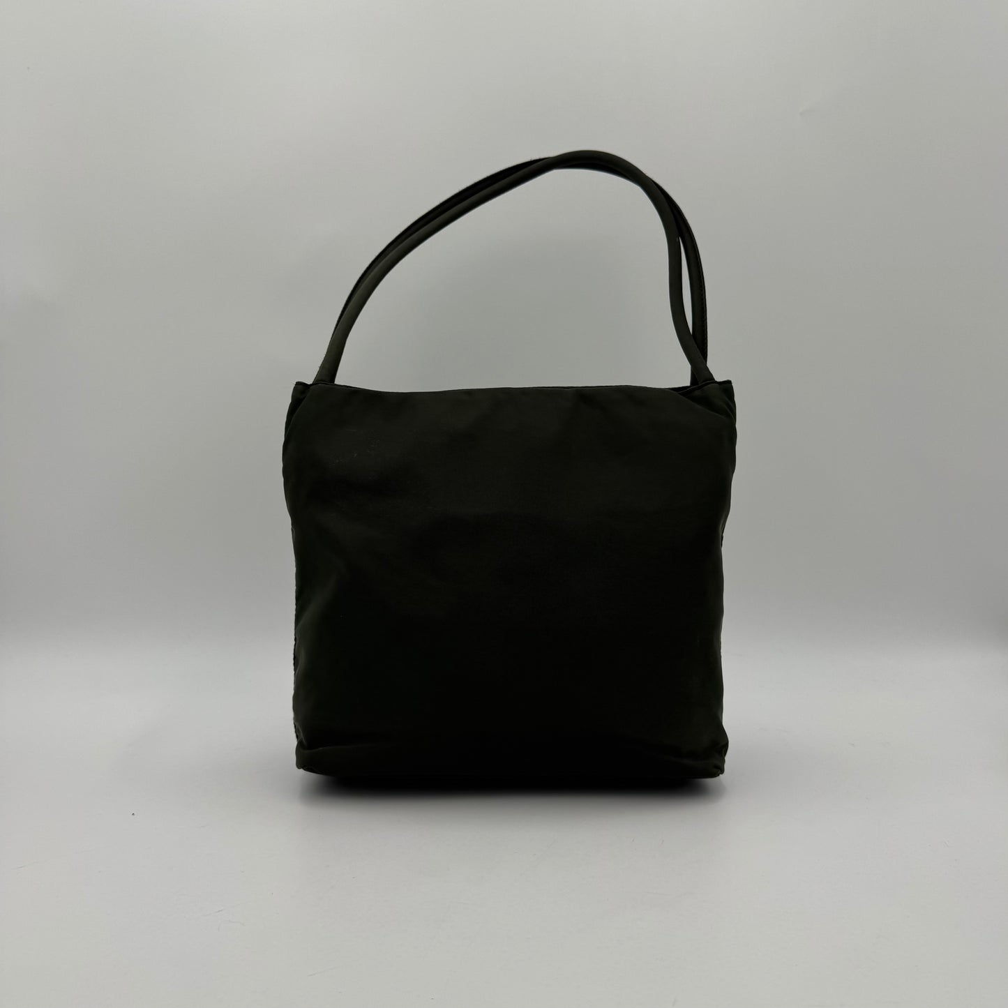 Prada Green Nylon Double Strap Small Open Tote