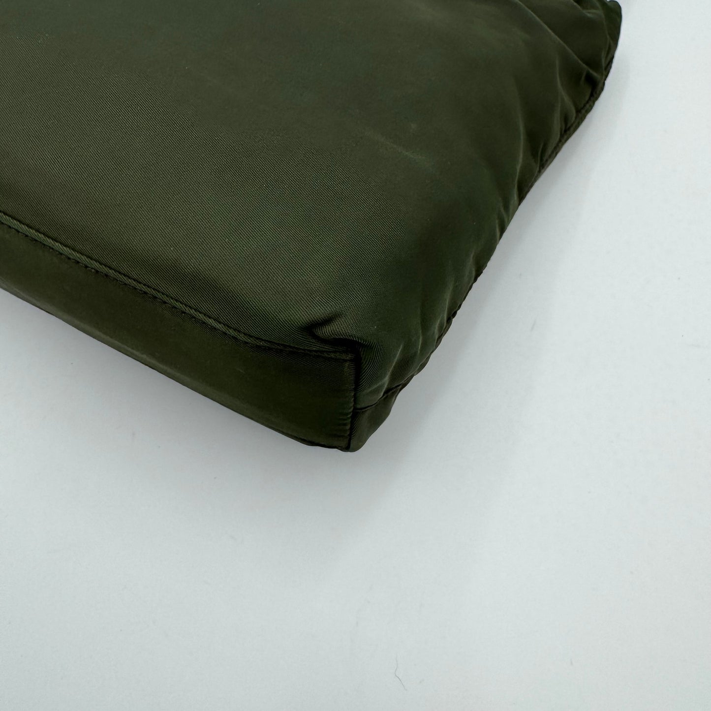 Prada Green Nylon Double Strap Small Open Tote