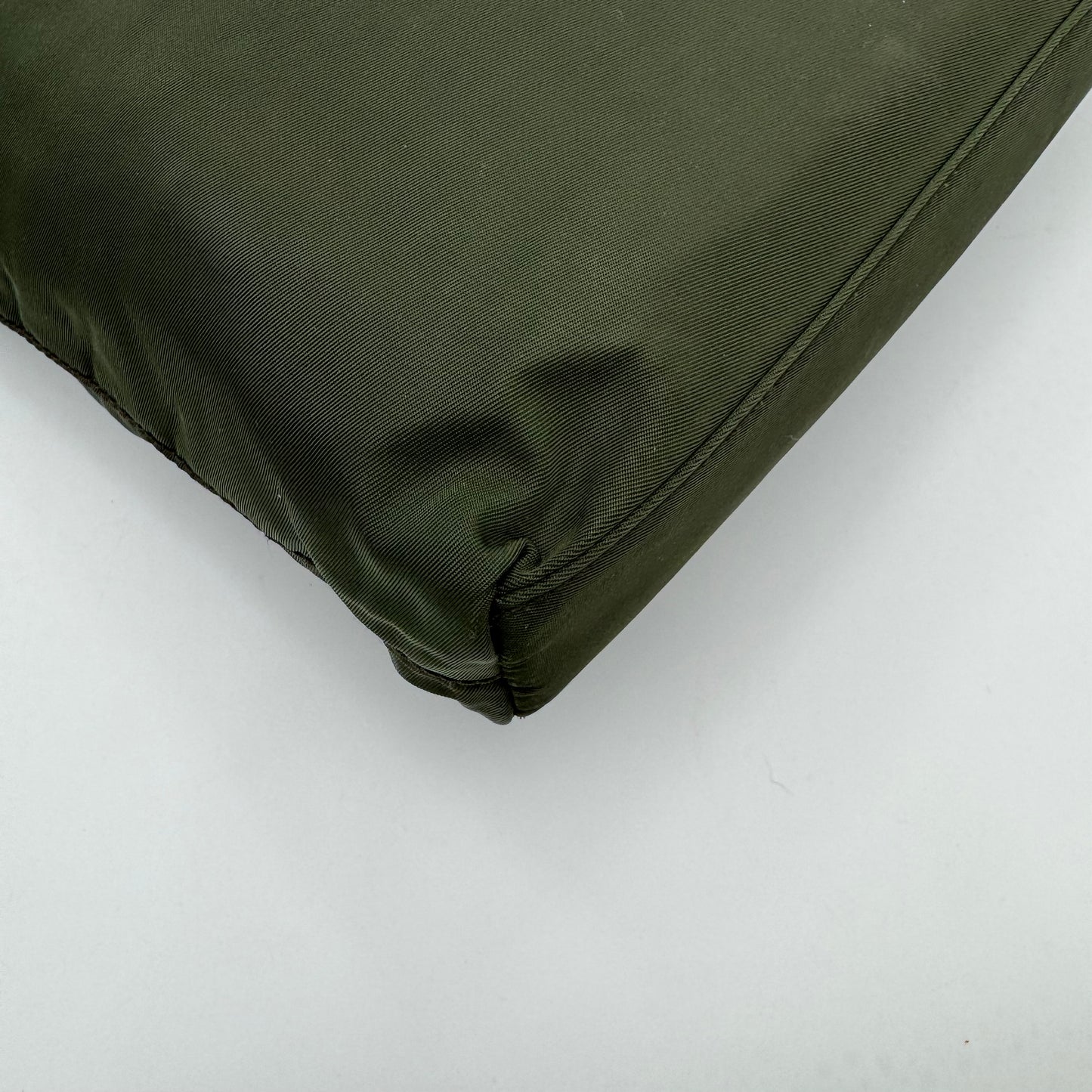 Prada Green Nylon Double Strap Small Open Tote