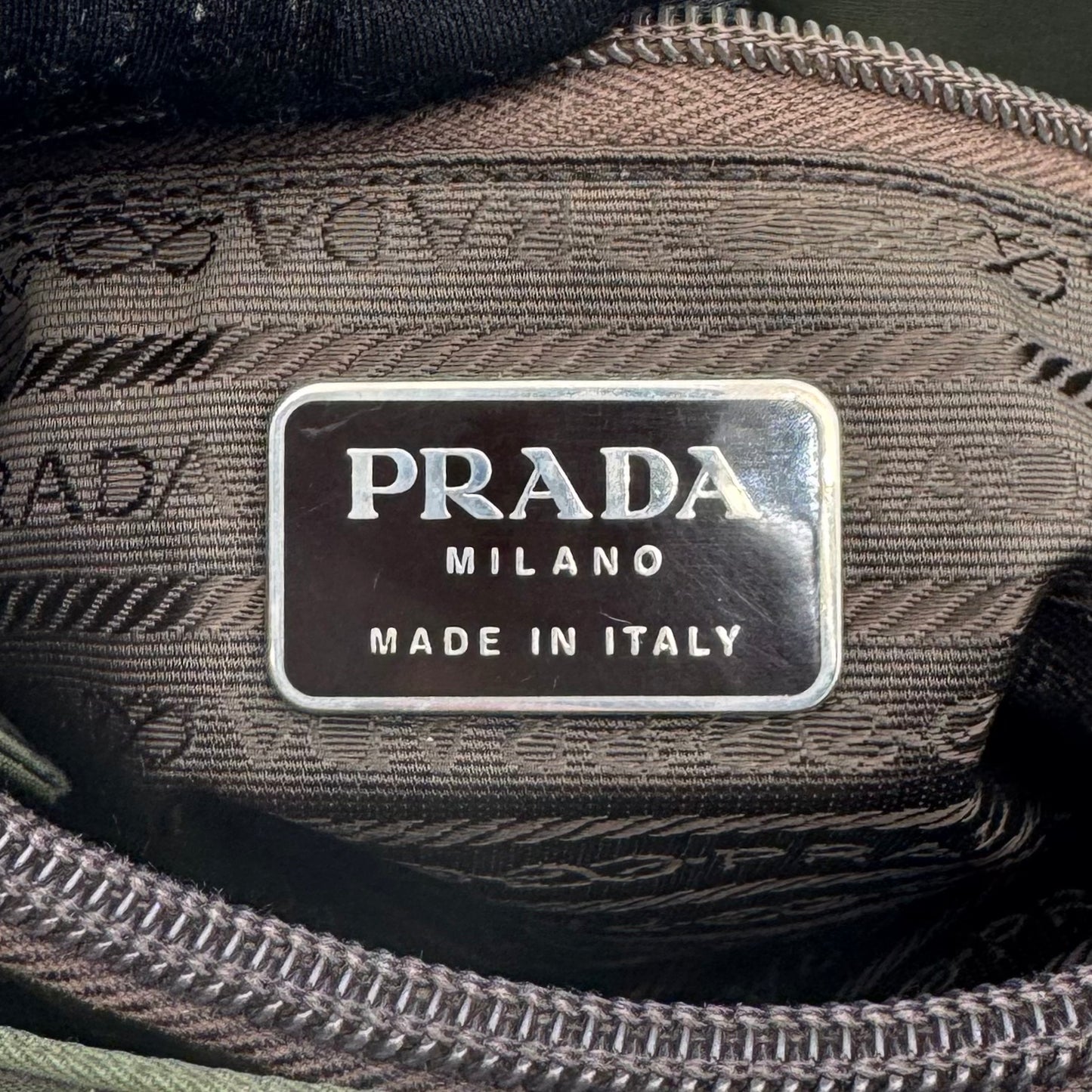 Prada Green Nylon Double Strap Small Open Tote