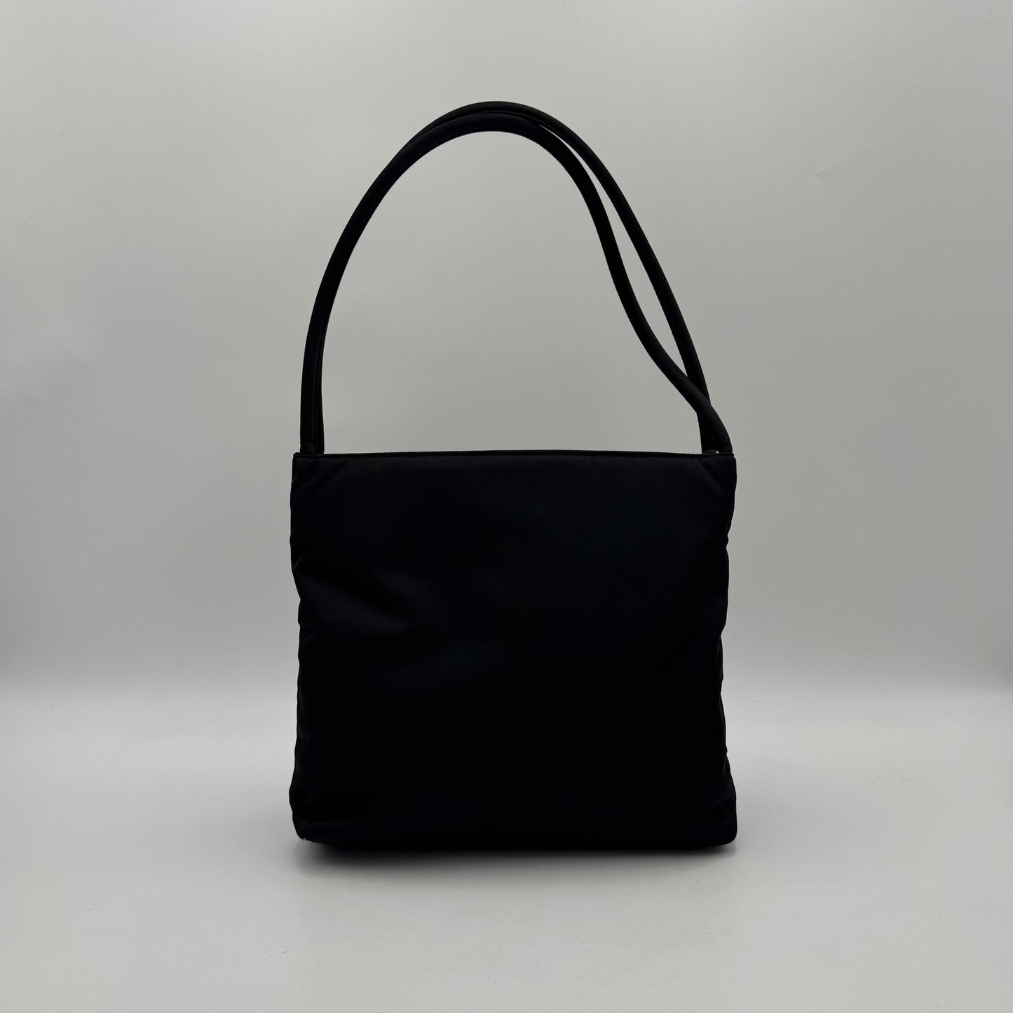 Prada Black Nylon Double Strap Small Open Tote