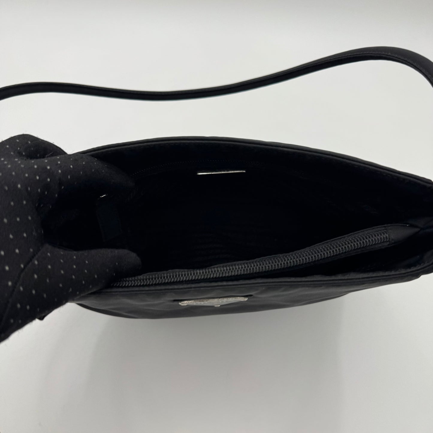 Prada Black Nylon Double Strap Small Open Tote