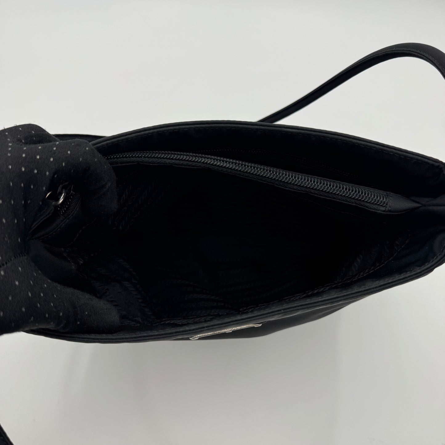 Prada Black Nylon Double Strap Small Open Tote