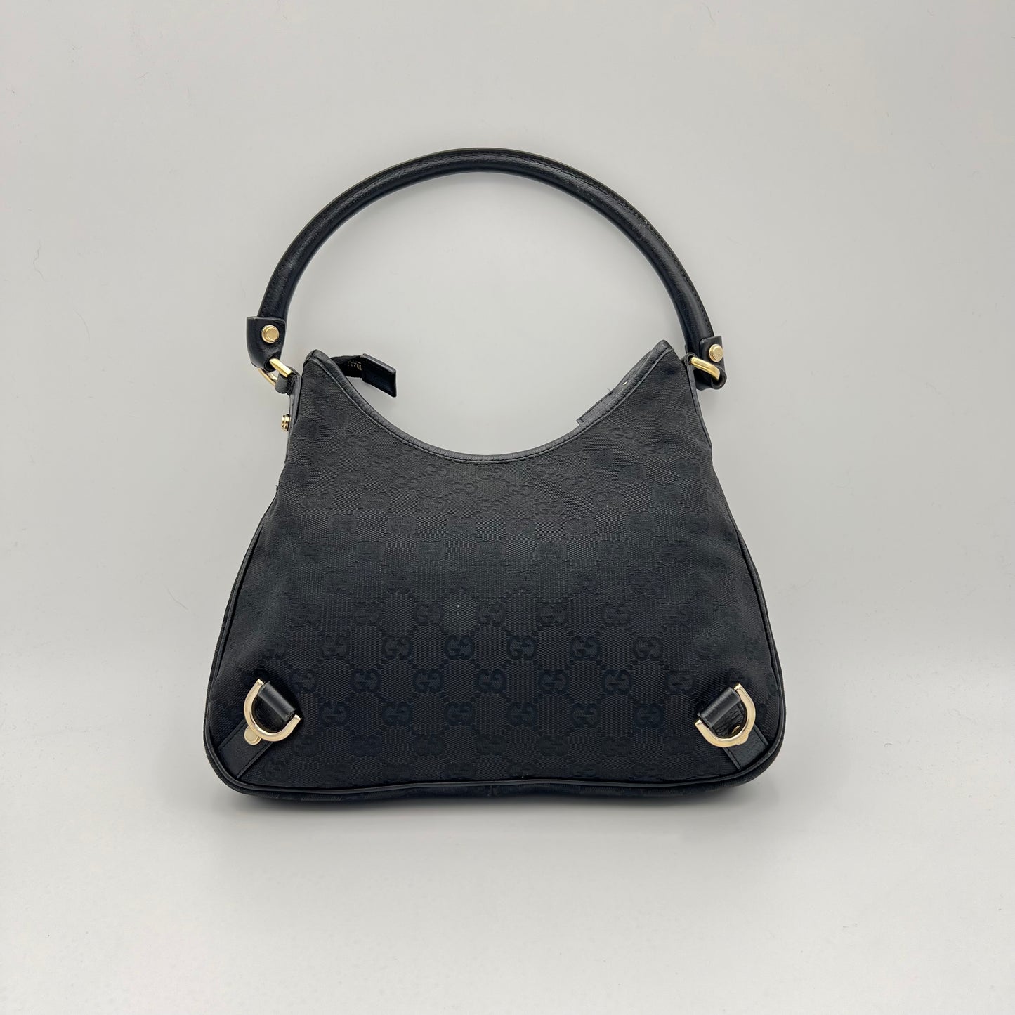 Gucci Black Monogram Canvas Abbey D-Ring Hobo Bag