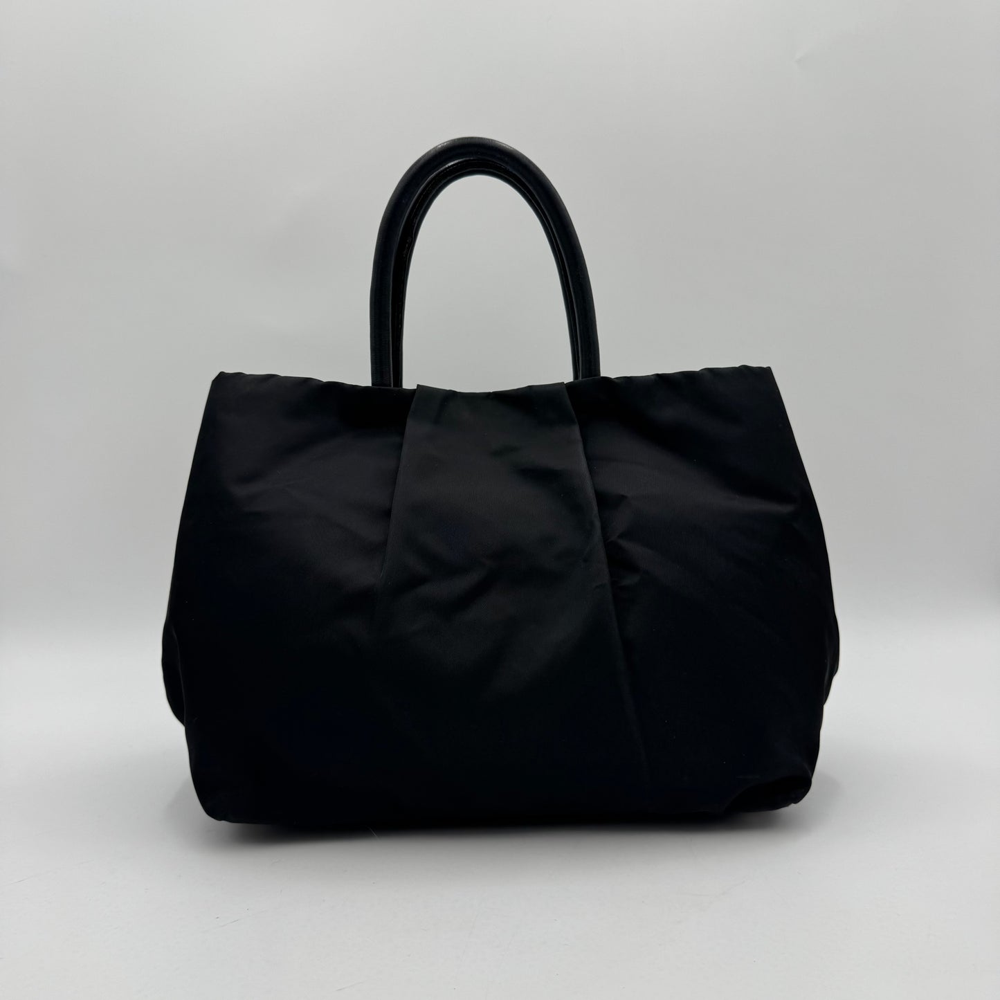Prada Black Nylon and Leather Bow Tote SHW