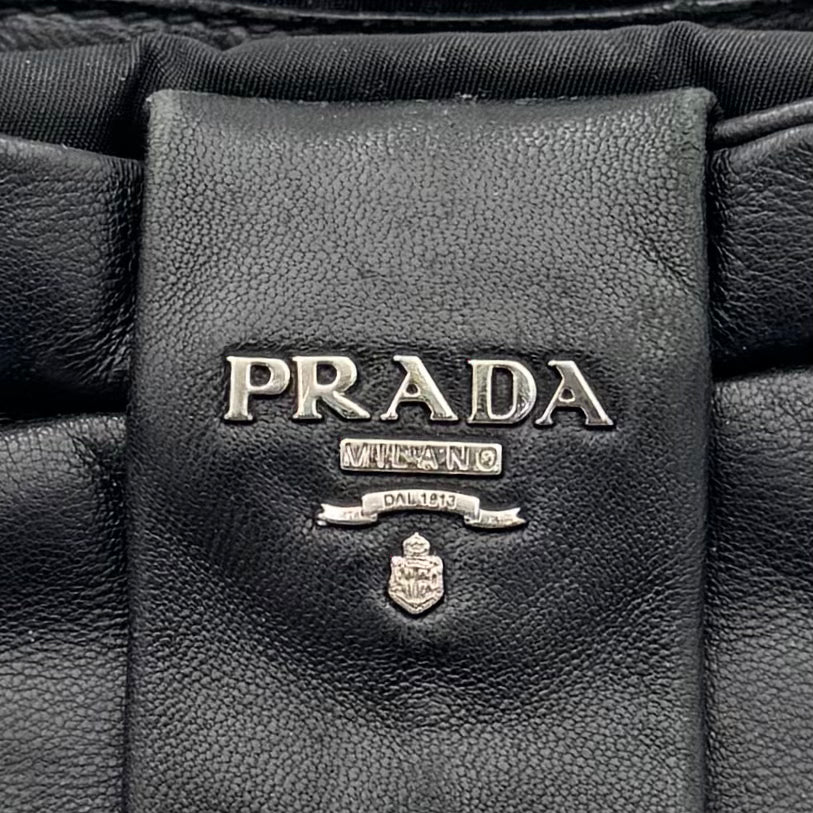 Prada Black Nylon and Leather Bow Tote SHW