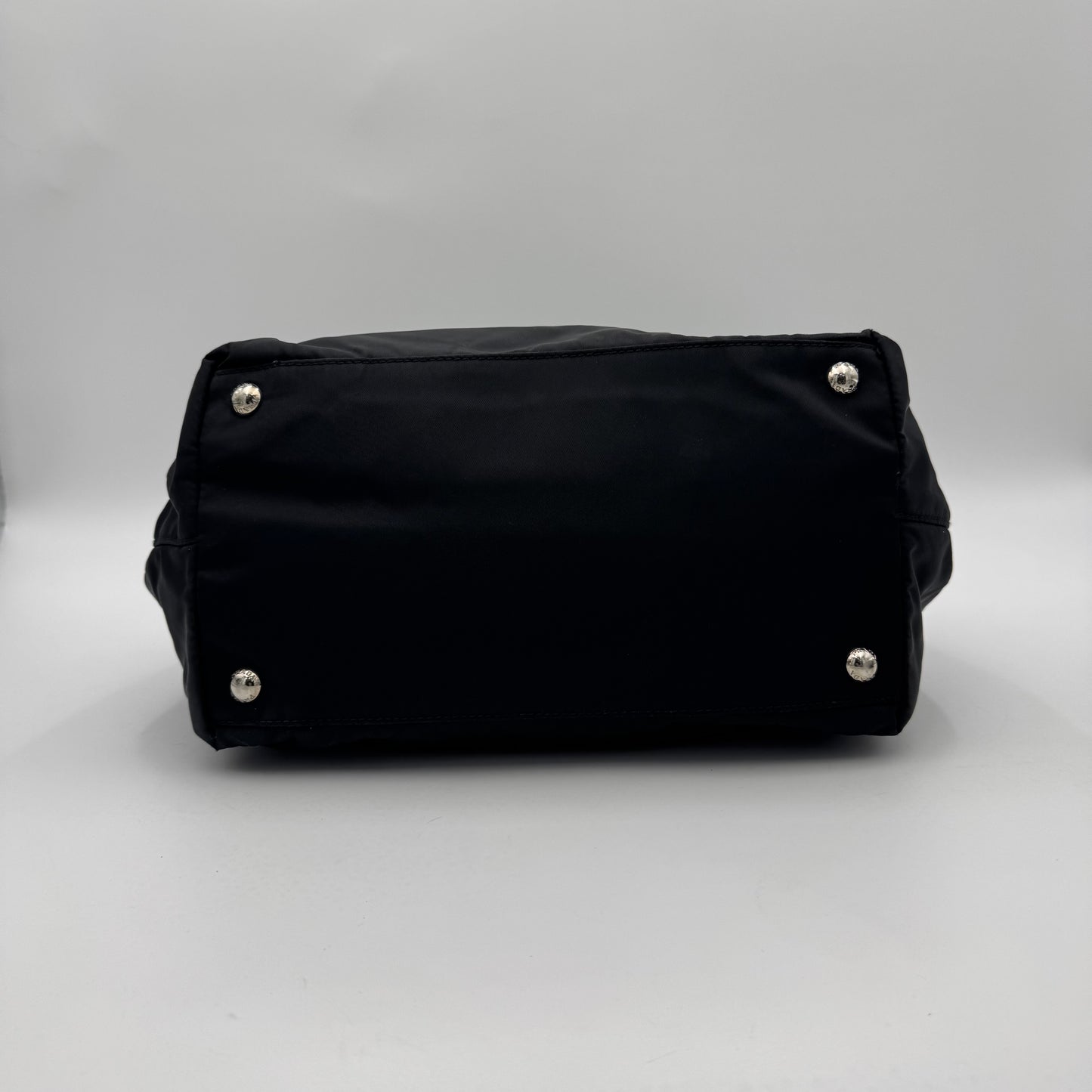 Prada Black Nylon and Leather Bow Tote SHW