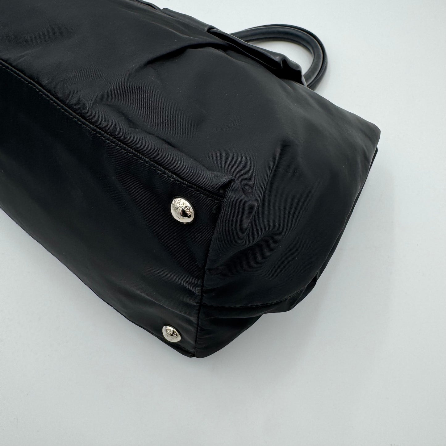 Prada Black Nylon and Leather Bow Tote SHW