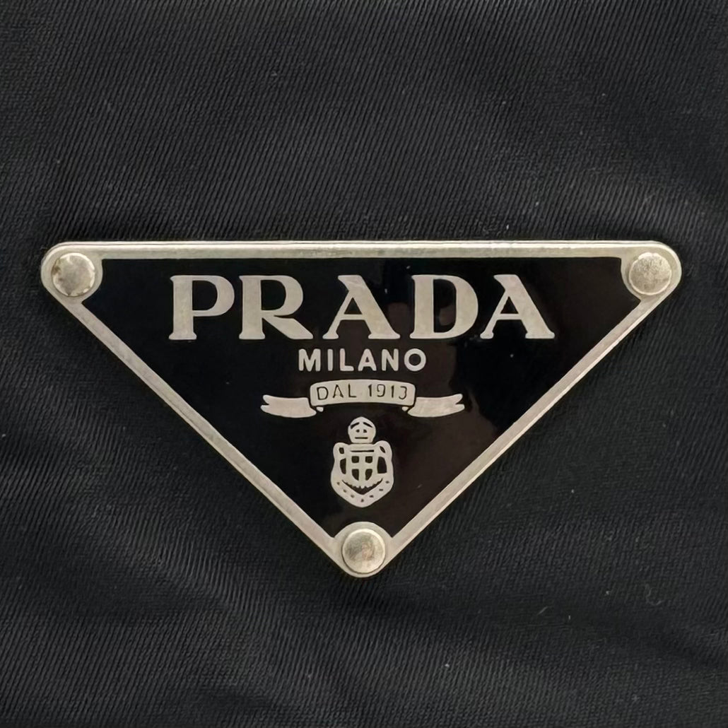 Prada Black Tessuto and Leather Mini Hobo Handbag