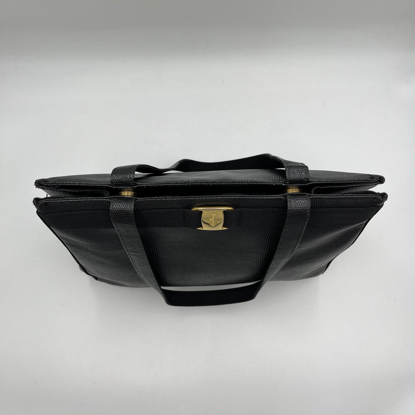 Salvatore Ferragamo Black Leather Vara Tote