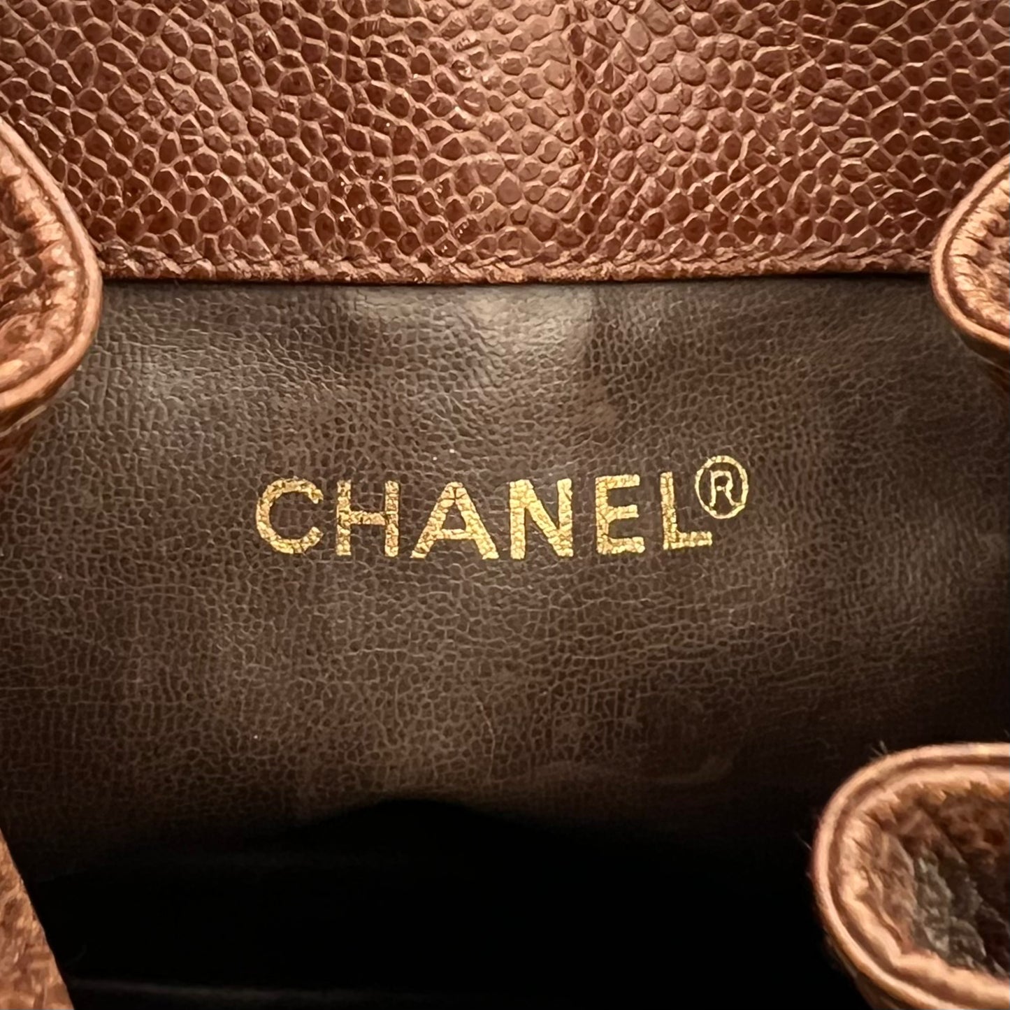 Chanel Vintage Brown Caviar Leather Triple CC Drawstring Bucket Bag Series 2