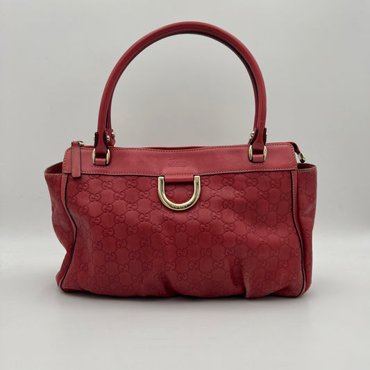 Gucci Red Guccissima Leather Abbey D-Ring Tote