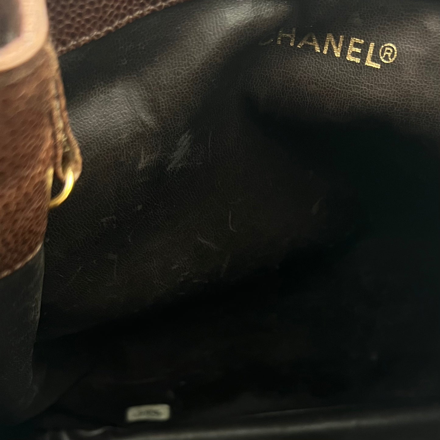 Chanel Vintage Brown Caviar Leather Triple CC Drawstring Bucket Bag Series 2