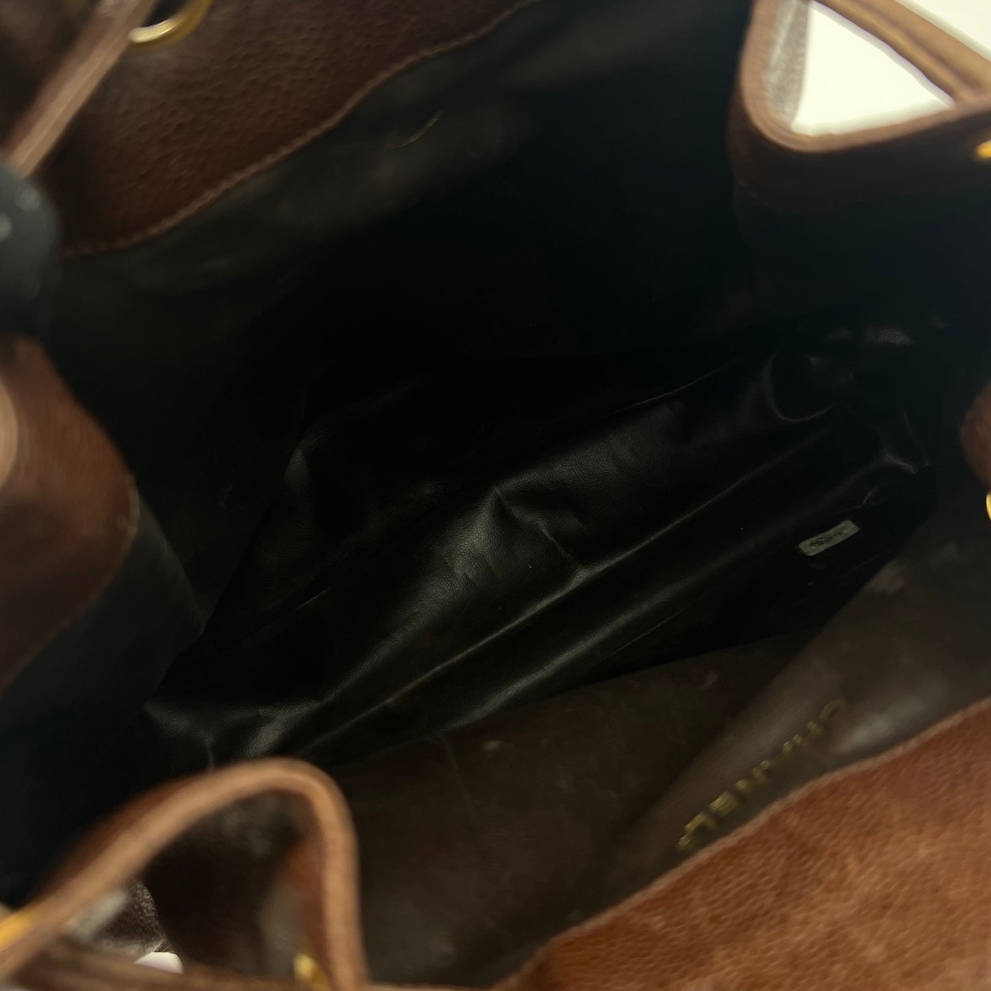 Chanel Vintage Brown Caviar Leather Triple CC Drawstring Bucket Bag Series 2
