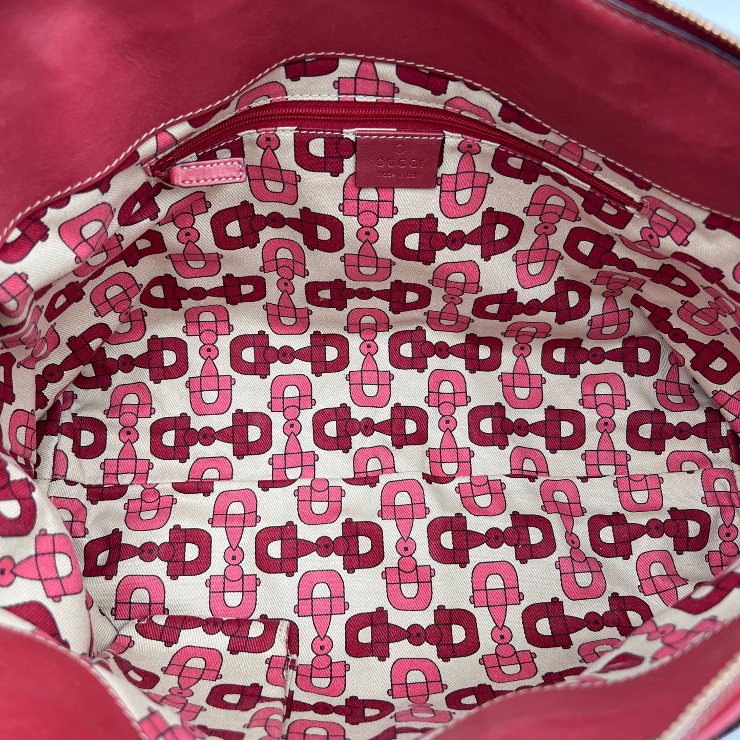 Gucci Red Guccissima Leather Abbey D-Ring Tote