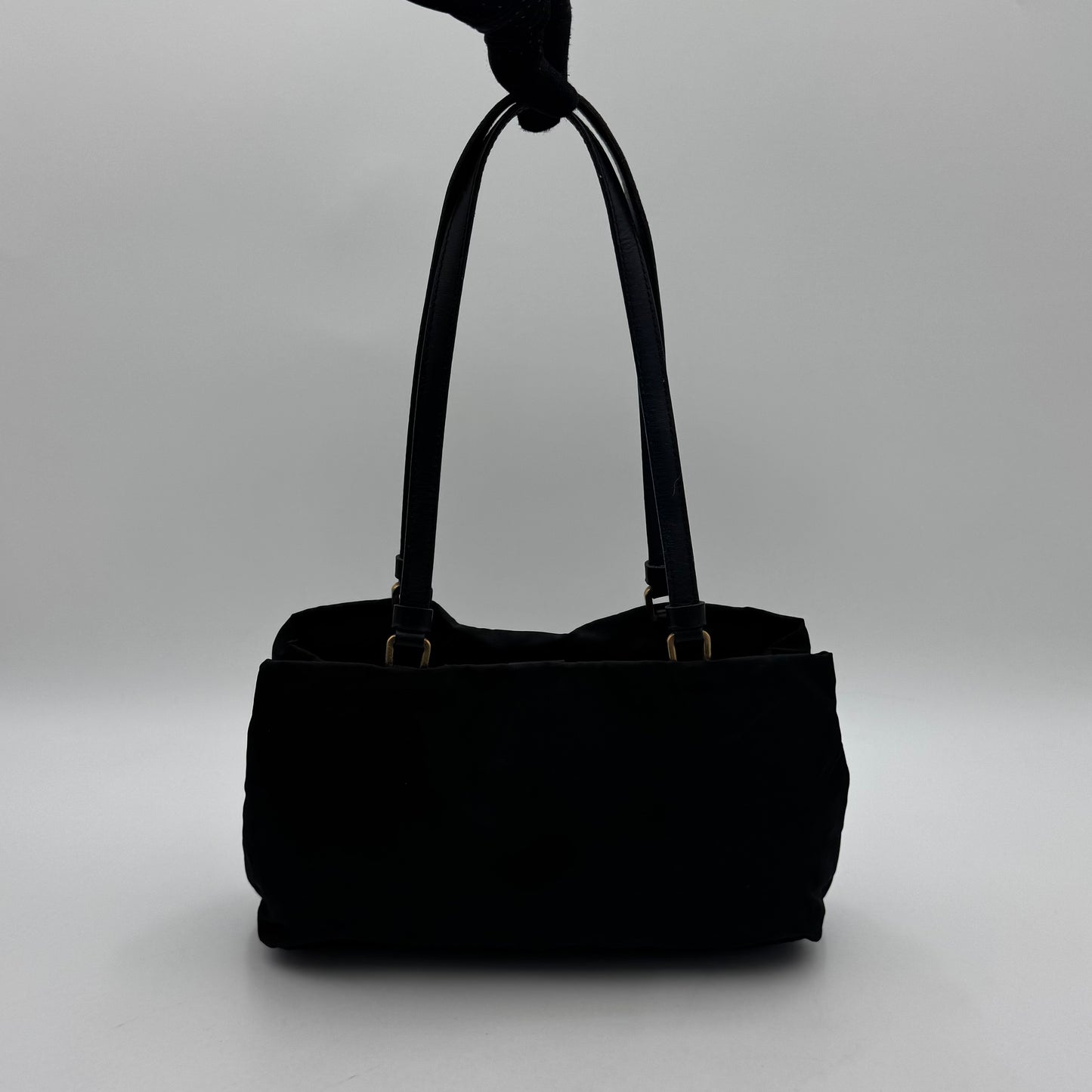 Prada Black Nylon and Leather Shoulder Bag GHW