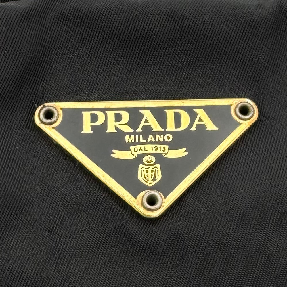 Prada Black Nylon and Leather Shoulder Bag GHW
