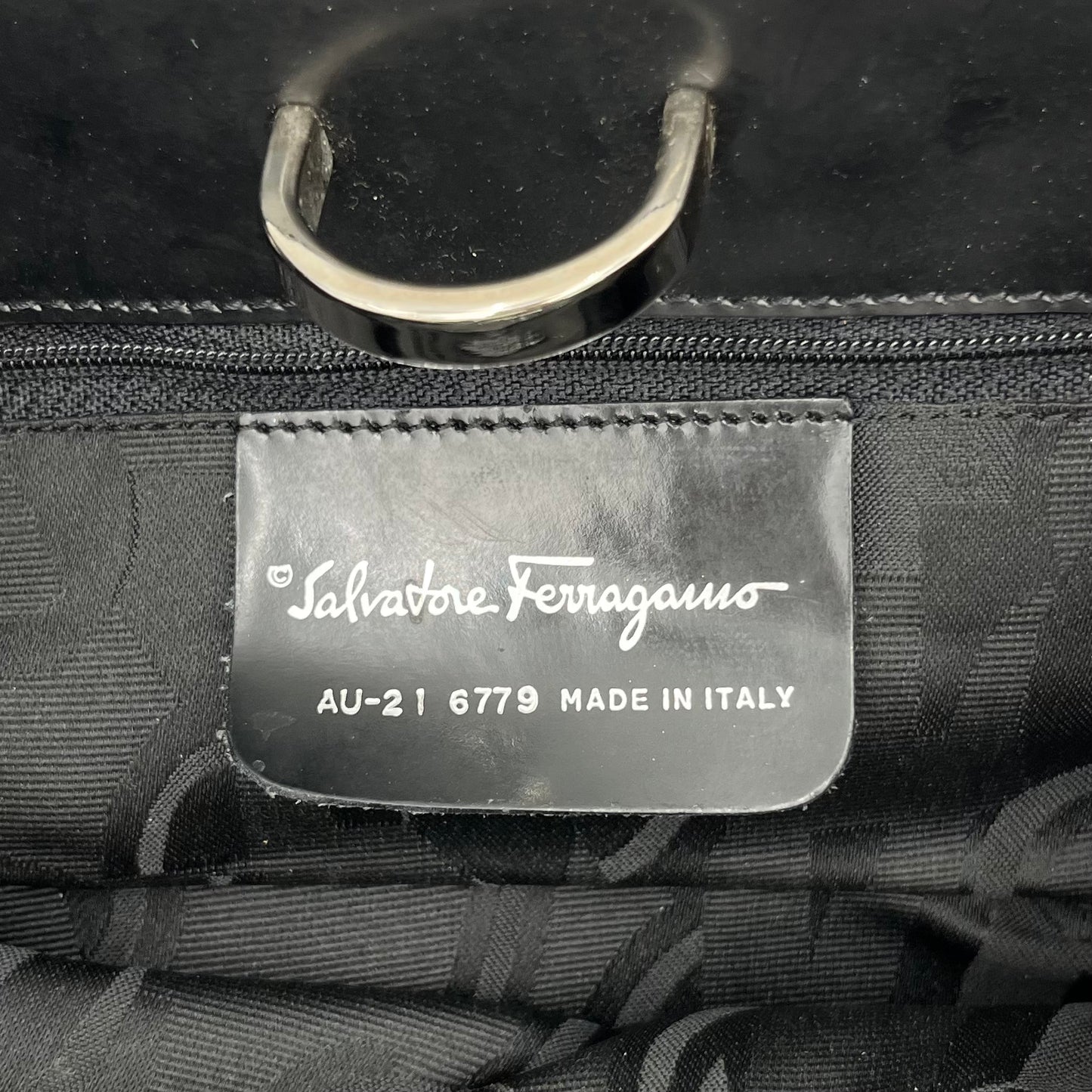 Salvatore Ferragamo Vintage Gray Printed Tote Bag