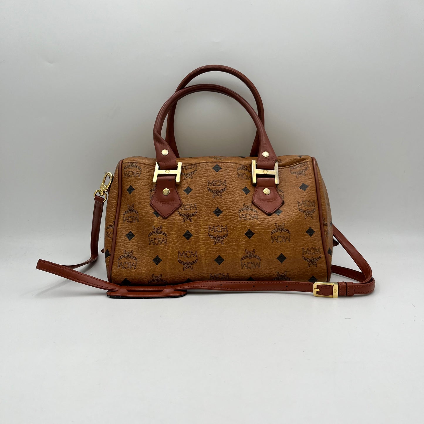 MCM Cognac Boston with Long Strap