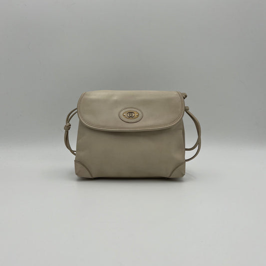 Gucci Vintage White Leather Flap Crossbody