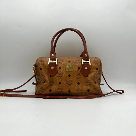 MCM Cognac Boston with Long Strap