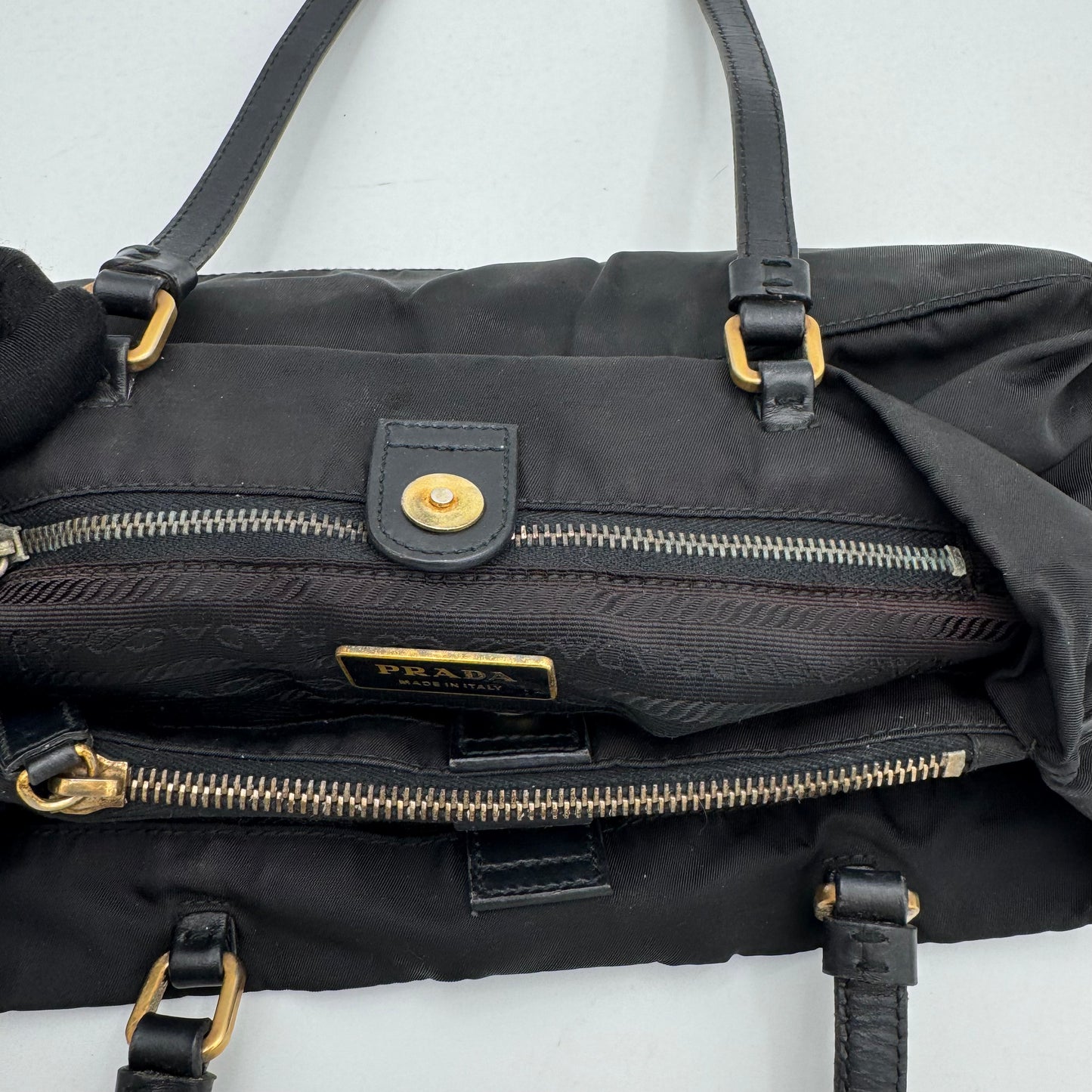 Prada Black Nylon and Leather Shoulder Bag GHW