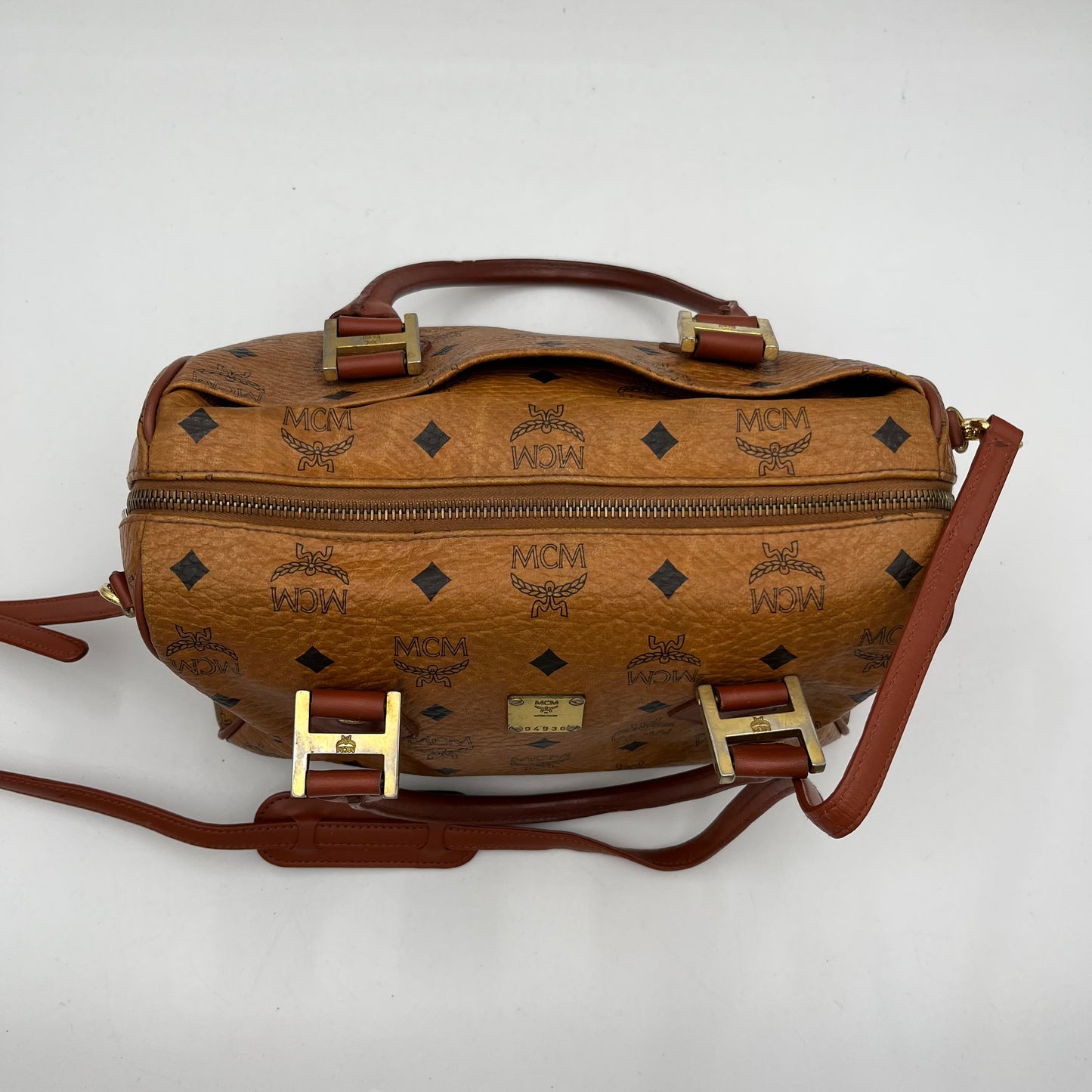 MCM Cognac Boston with Long Strap