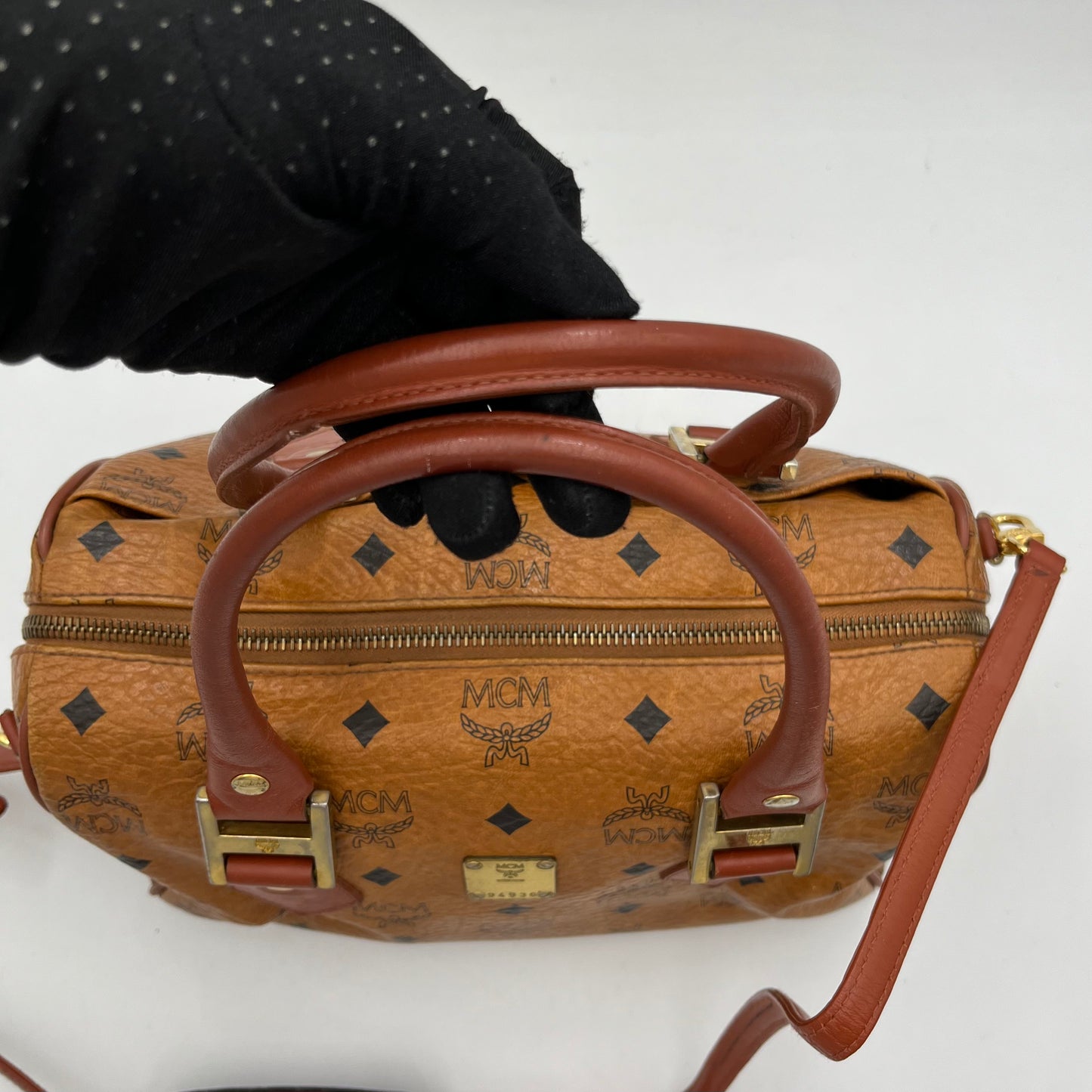 MCM Cognac Boston with Long Strap