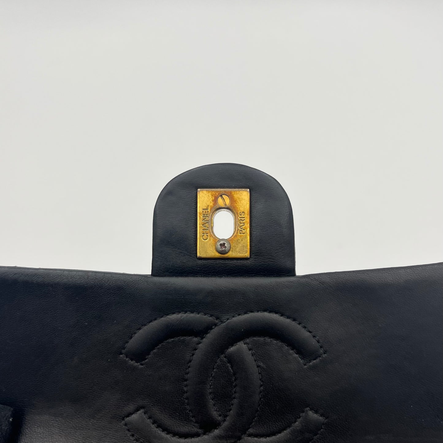 Chanel 1990s Black Lambskin Mini Square Flap Shoulder Bag 17