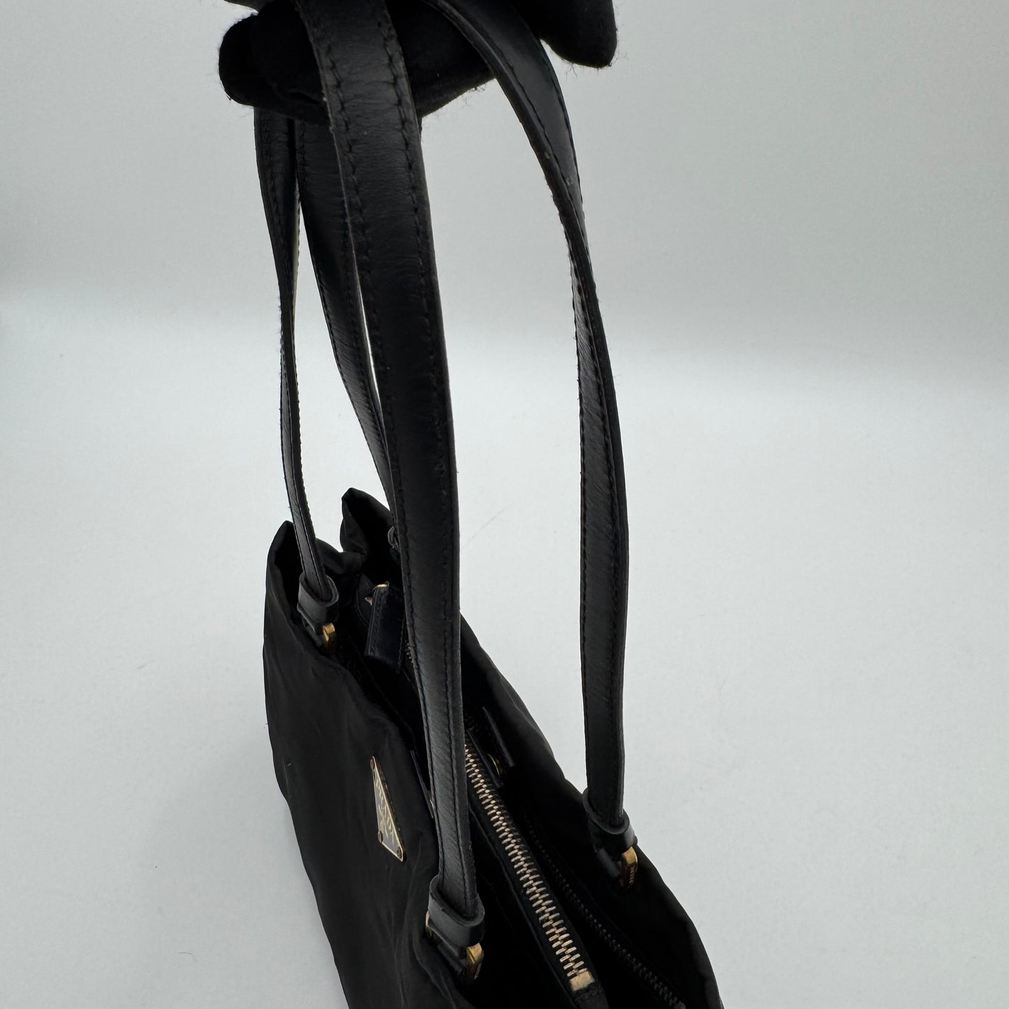 Prada Black Nylon and Leather Shoulder Bag GHW