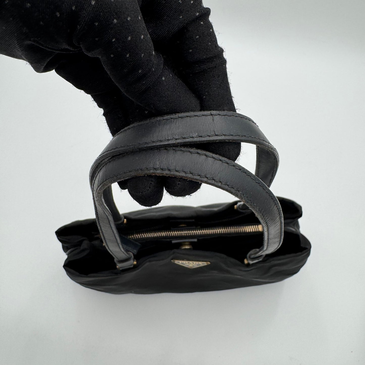 Prada Black Nylon and Leather Shoulder Bag GHW