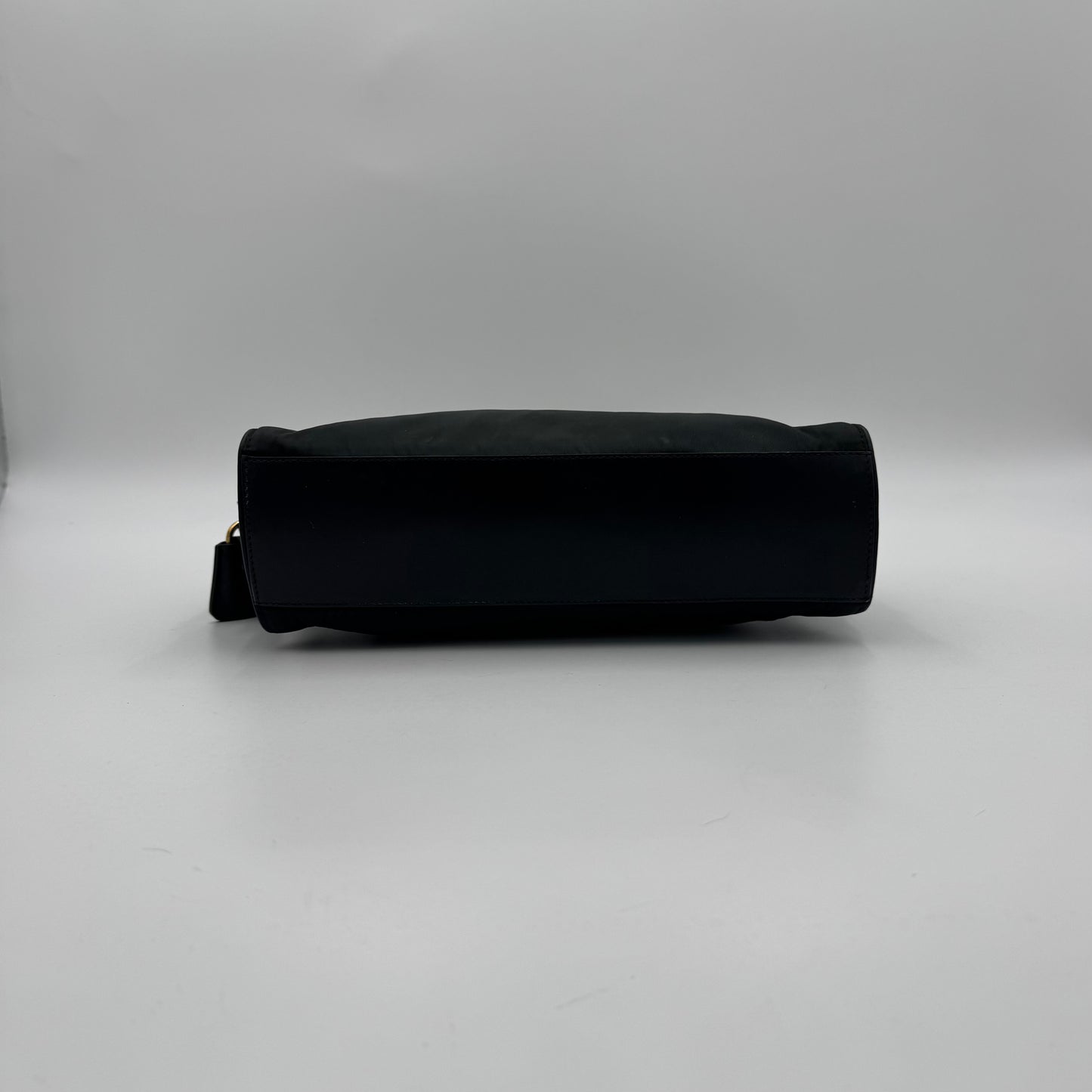 Prada Dark Green Tessuto and Black Leather Small Boston Shoulder Bag GHW